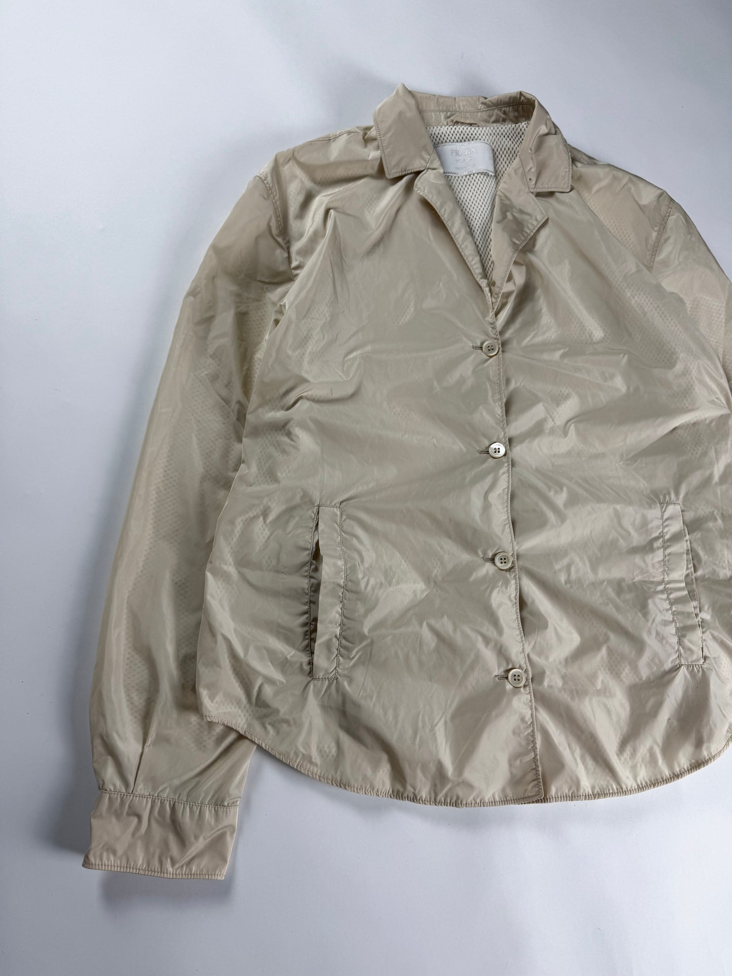 Prada Cream Inside Mesh Button Up Light Jacket SS 1998 - S