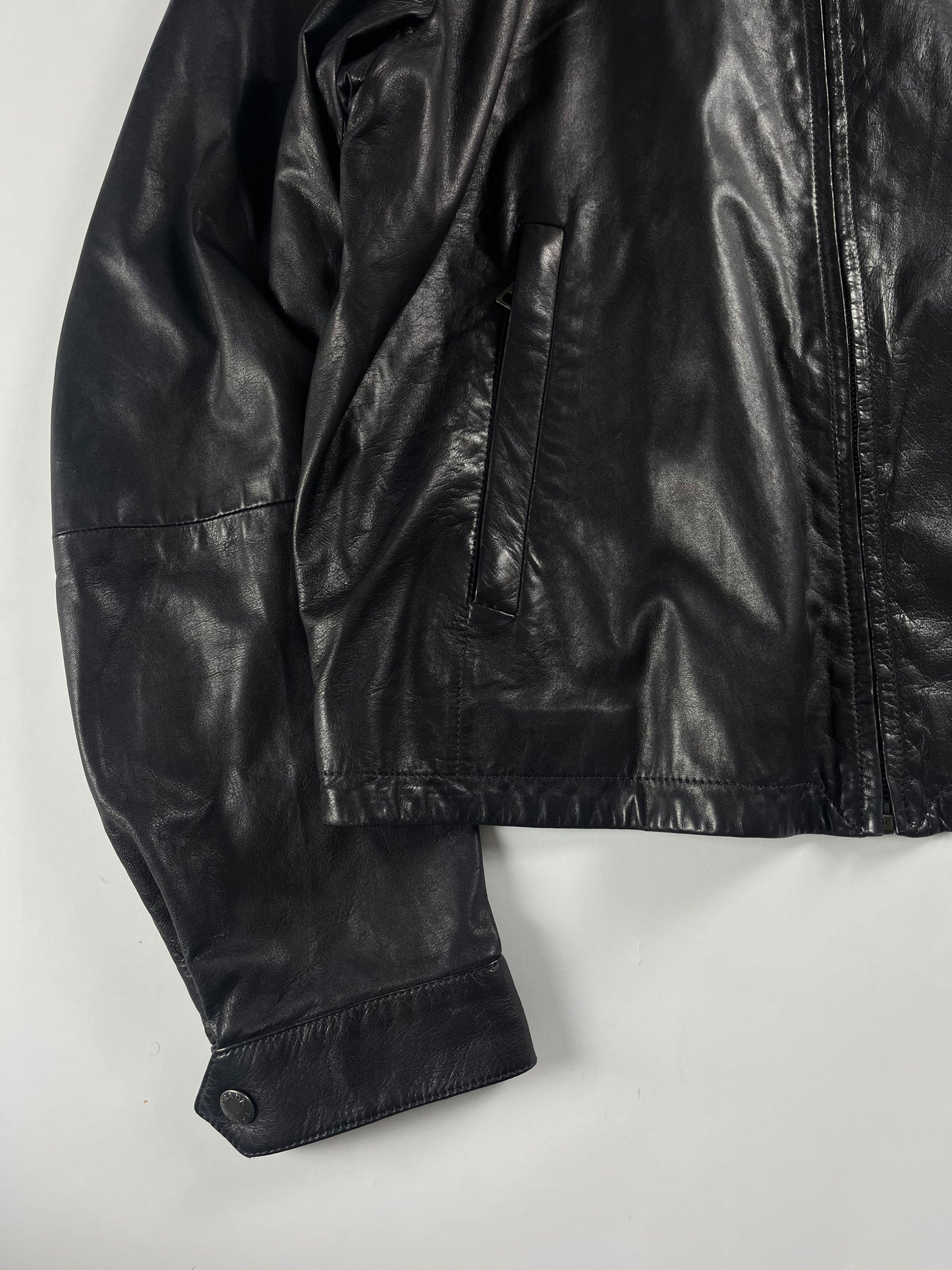 Prada Black Leather Jacket FW 2011 - L