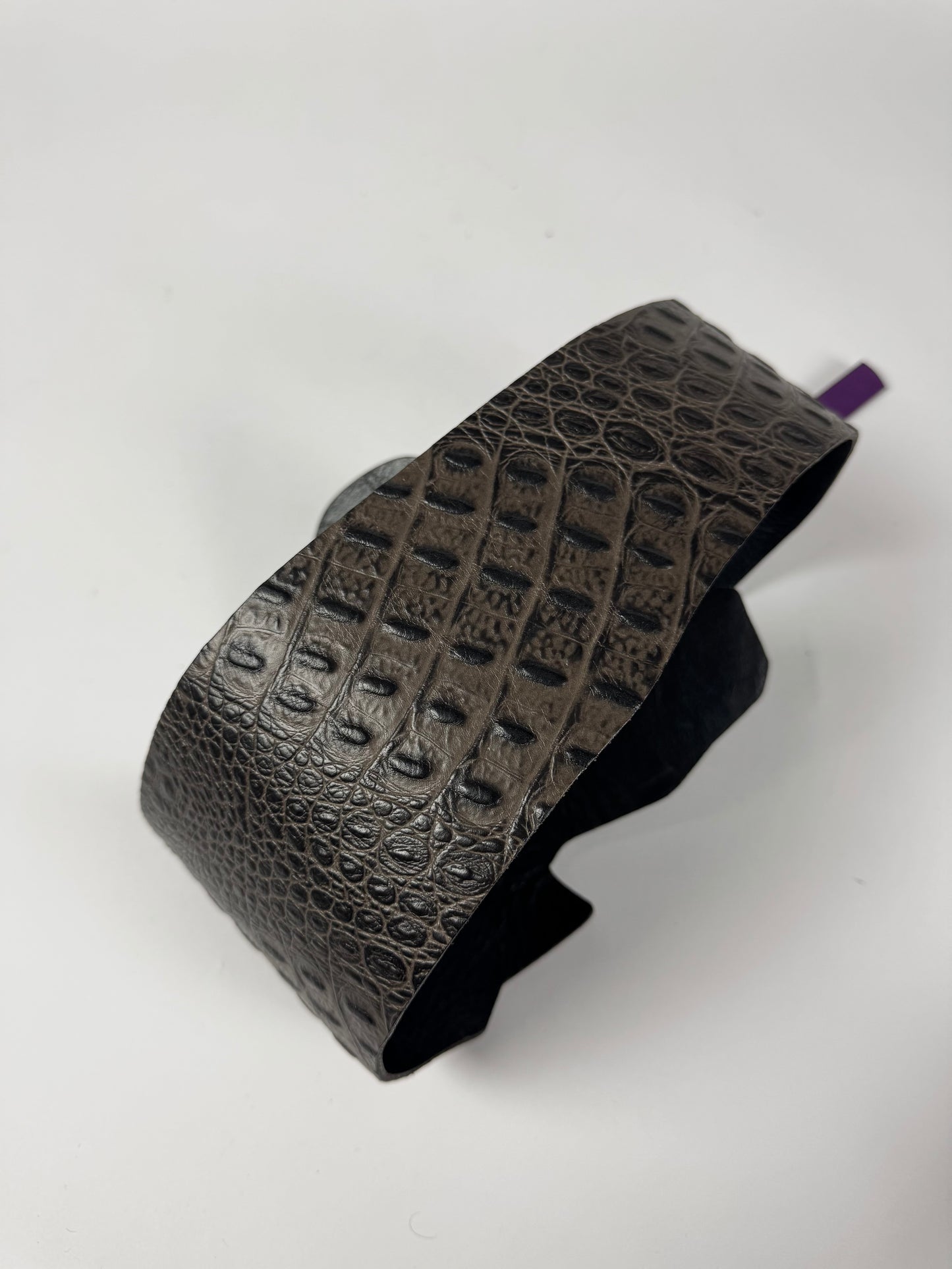 Just Cavalli Dark Brown Crocodile Embossed Purple Strap Leather Corset Belt 2000s - OS