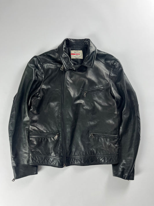 Prada Black Biker Leather Asymmetrical Jacket FW 2010 - M