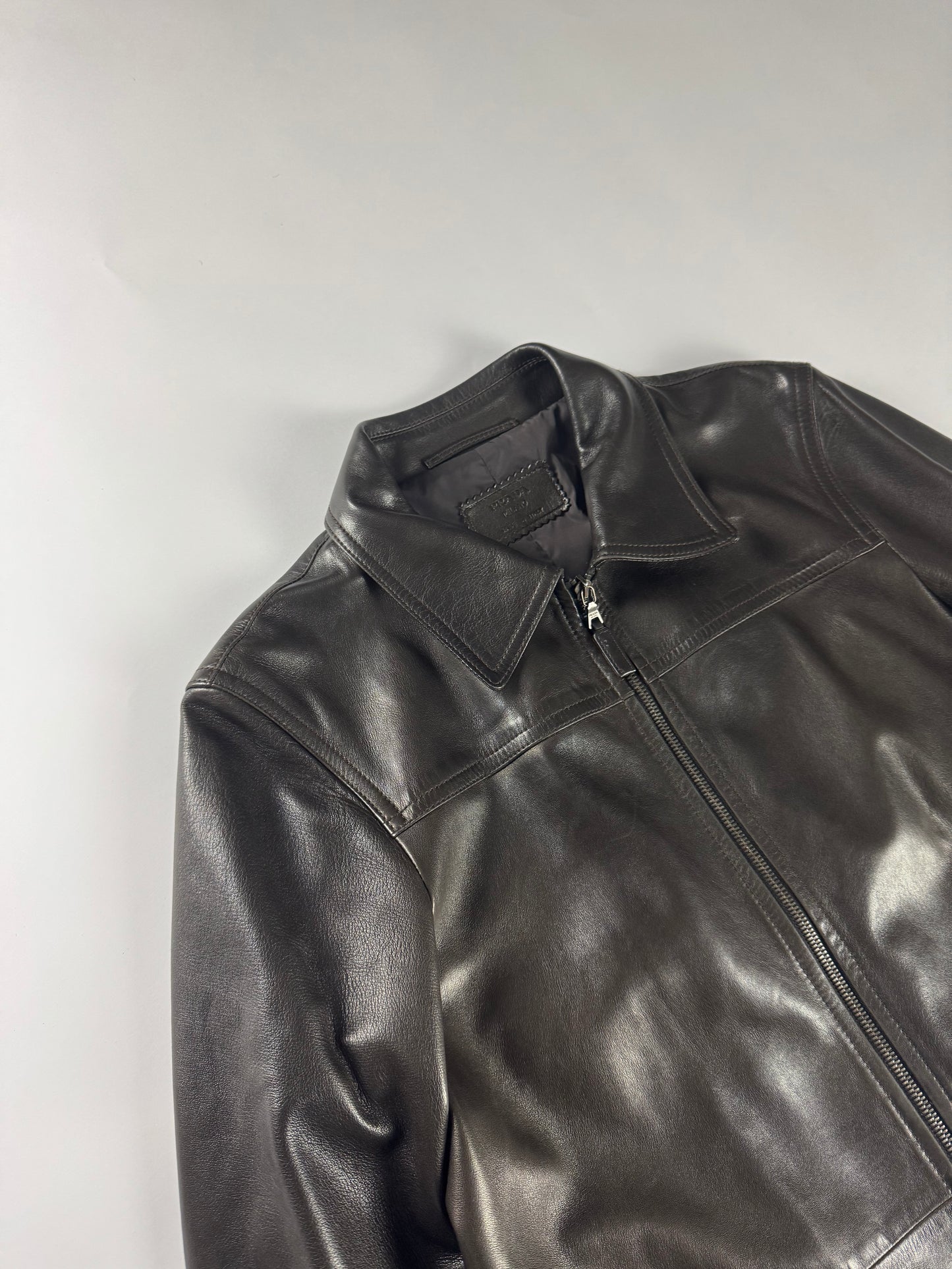 Prada Premium Double Zip Leather Formal Coat FW 2001 - M