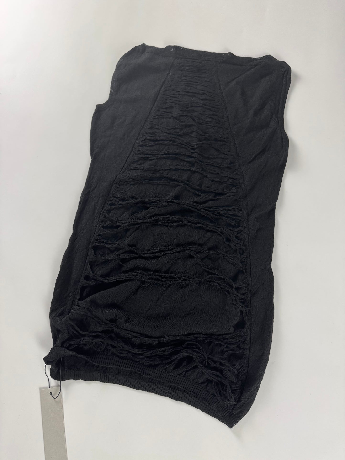 Rick Owens Black Dust Fringes Vest Top 2000s - S