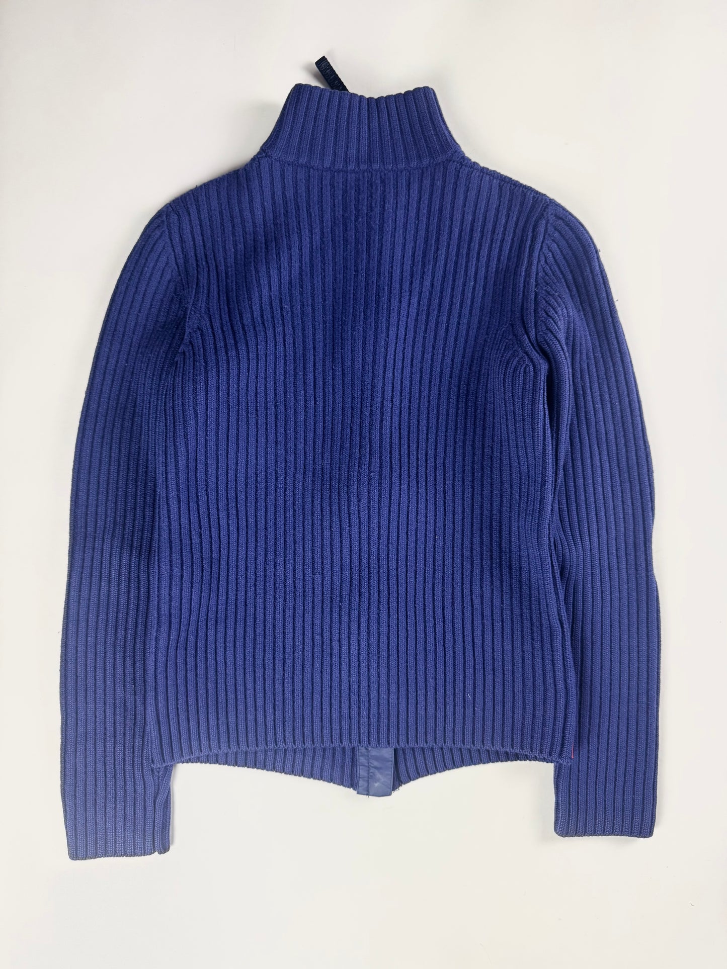 Prada Linea Rossa Shine Blue Corduroy Turtleneck Sweater FW 1999 - S