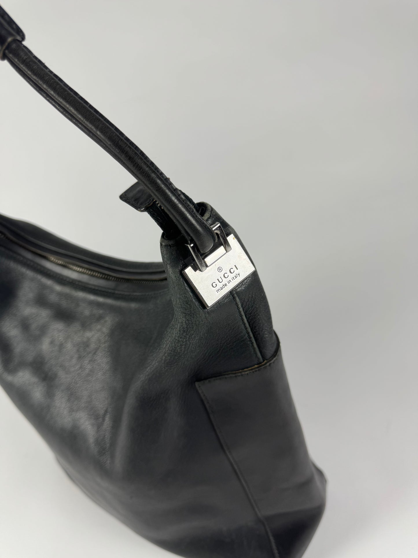Gucci Tom Ford Black Leather Hobo Bag 1990s - OS
