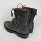 Alaïa Grey Suede Gunmetal Eyelets Asymmetrical Lace Up Lug Sole Back Zip Combat Boots 2010s - 40,5 EU