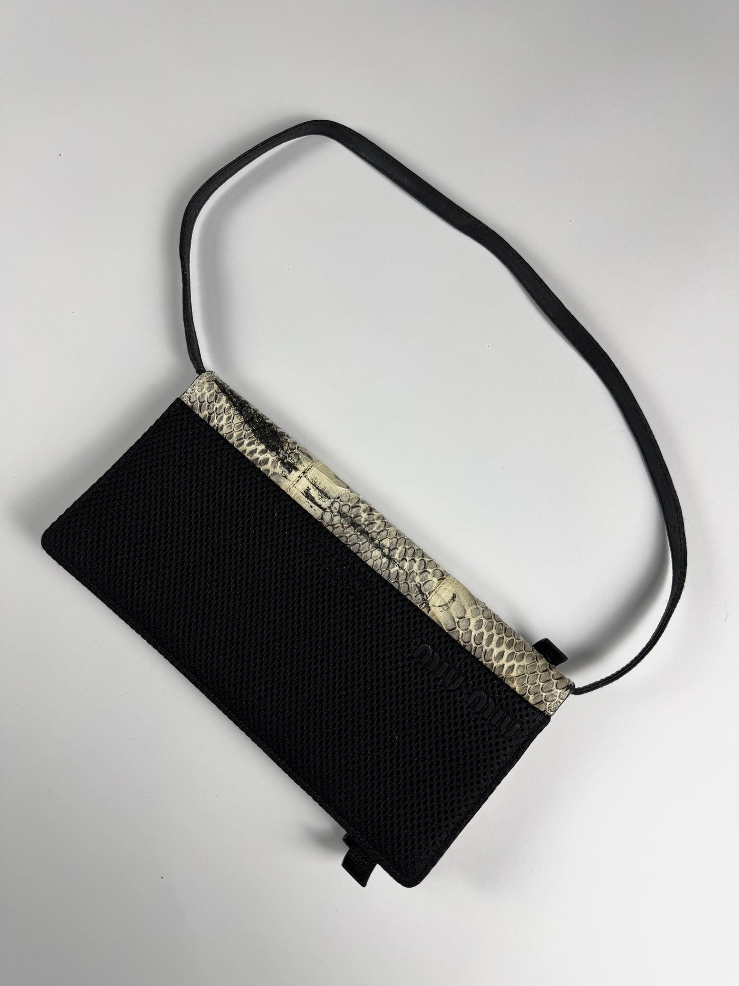 Miu Miu Grey Snakeskin Python Shoulder Bag SS 2000 - OS