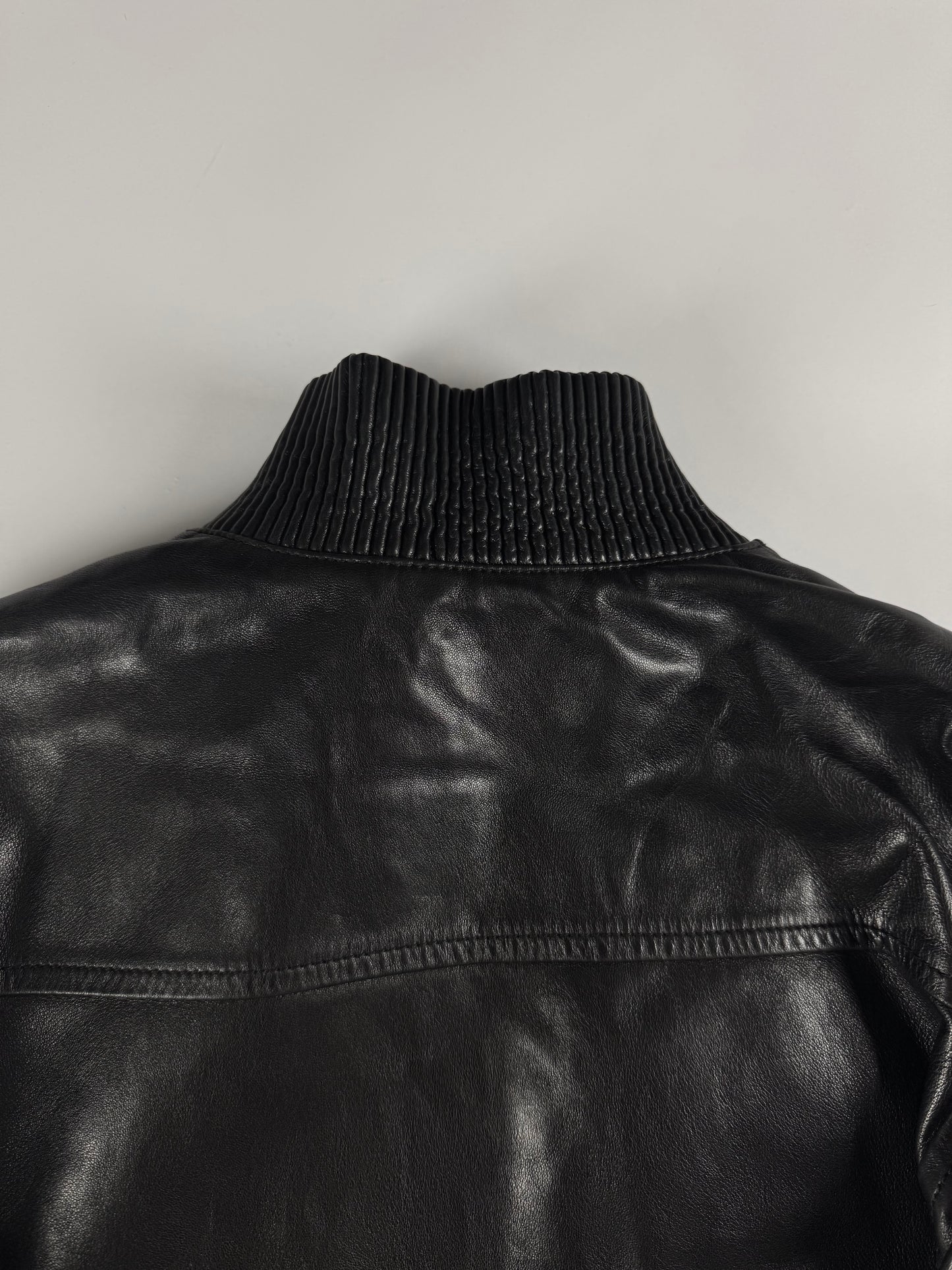 Prada Plissé Collar Leather Bomber Jacket FW 2007 - M