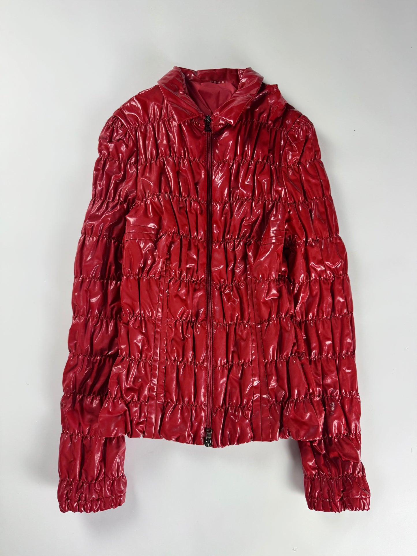 Prada Red Rush Textured Leather Effect Jacket SS 2007 - S