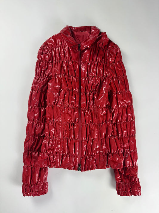 Prada Red Rush Textured Leather Effect Jacket SS 2007 - S