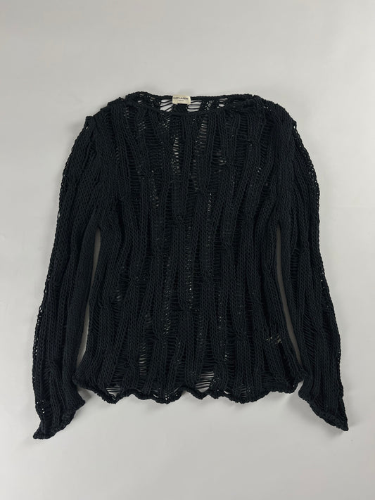 Saint Laurent Sample Black Distressed Sweater FW 2015 - S