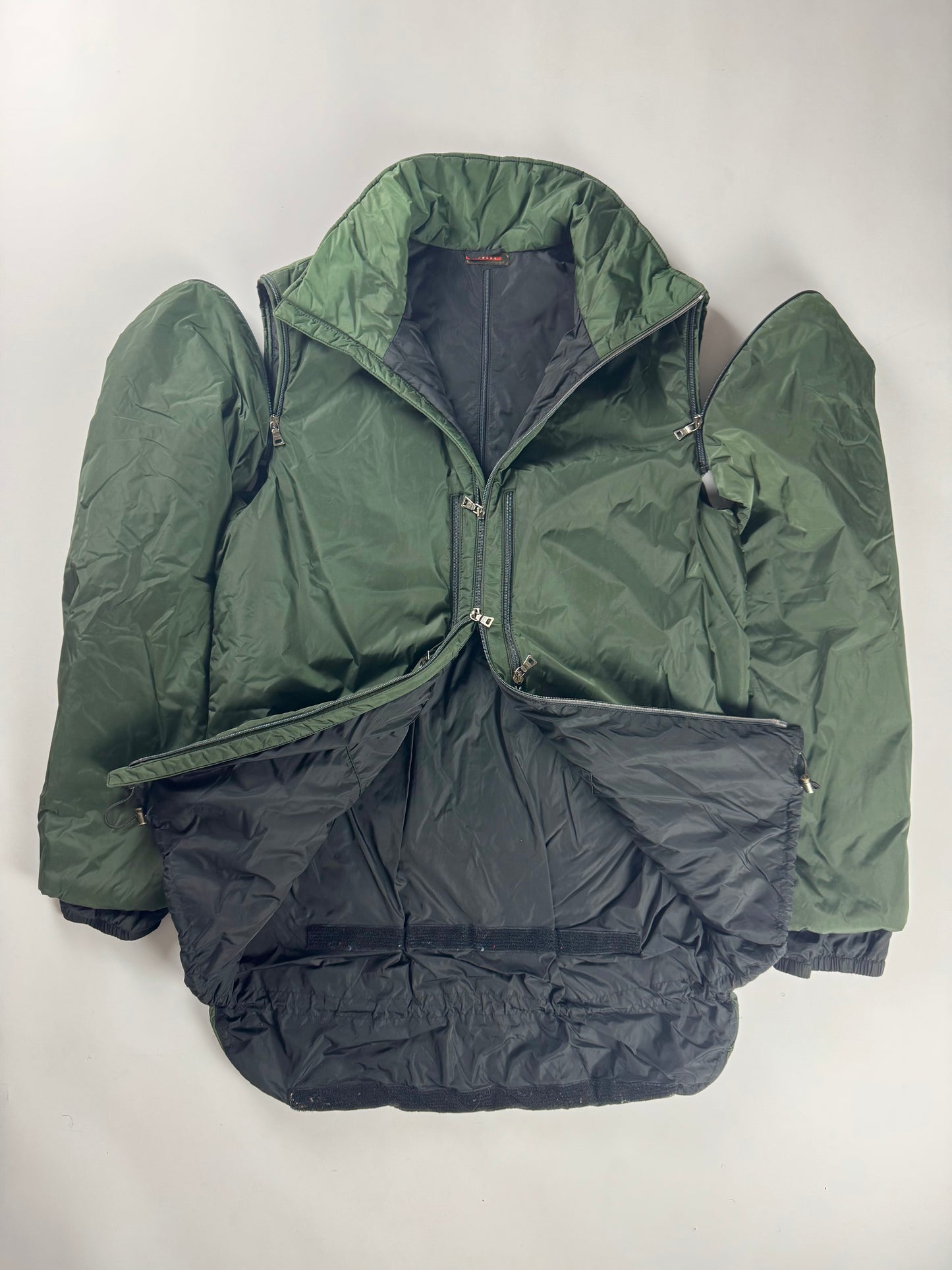 Prada Linea Rossa Convertible Arm Khaki Nylon Technical Jacket FW 1999 - XL