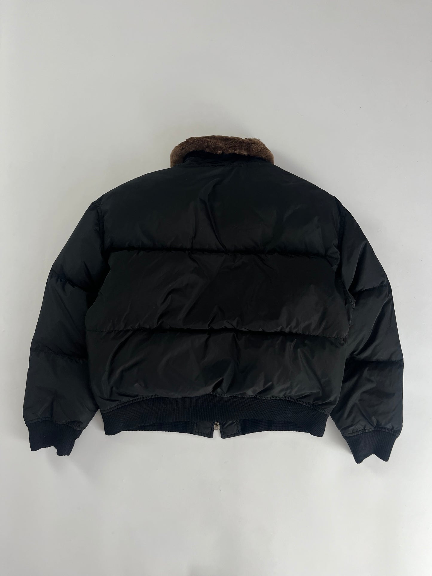Prada Converted Hooded Fur Collar Cropped Puffer Jacket FW 1998 - L