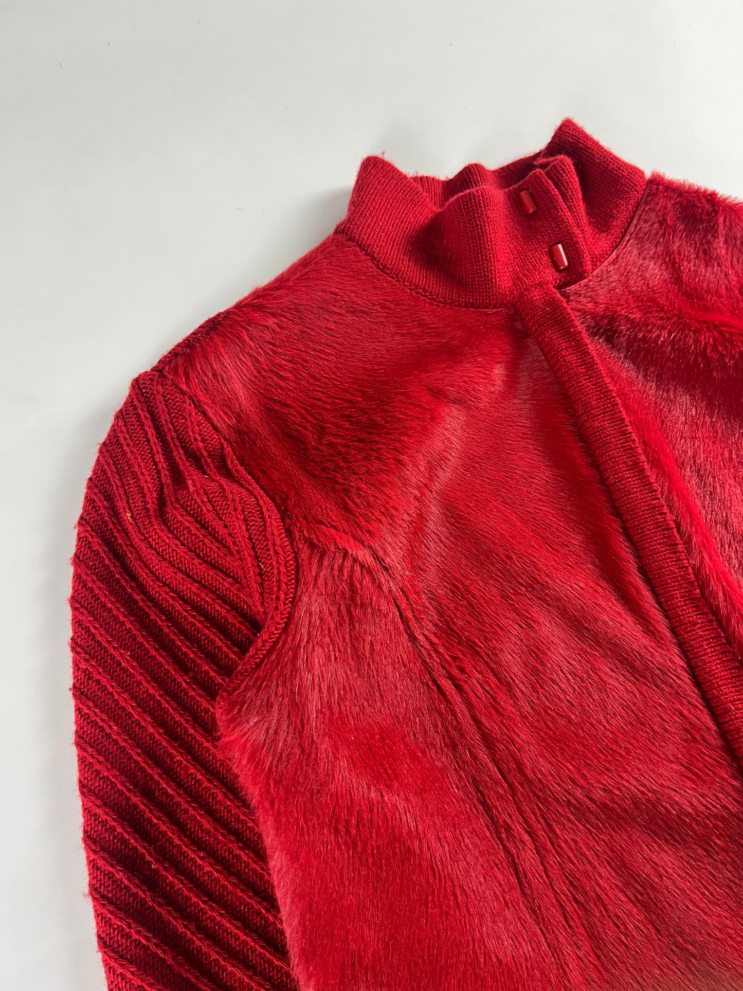 Celine Sample Red Pony Hair Cashmere Jacket FW 1999 - XS