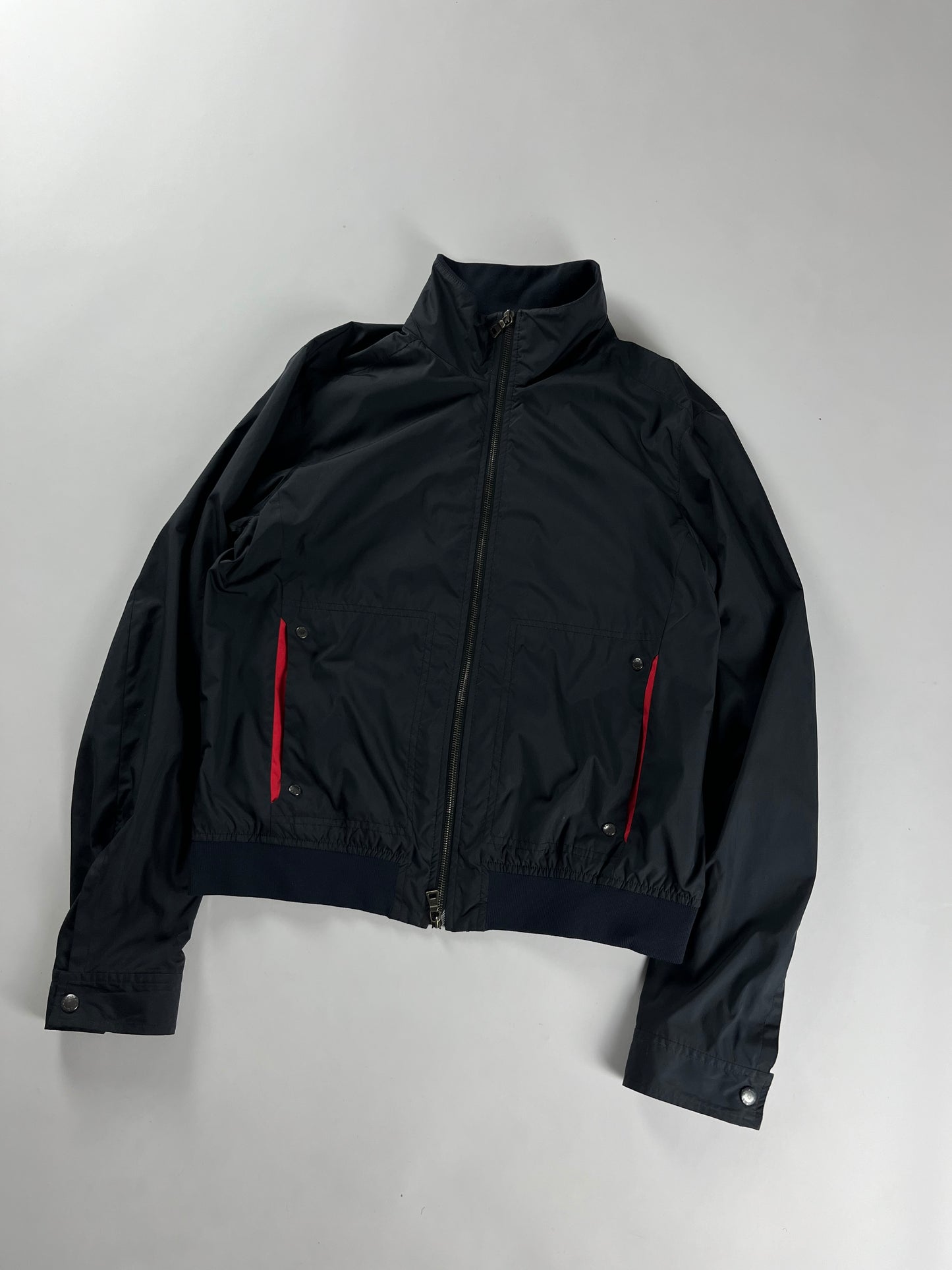 Prada Sport Lined Red Navy Nylon Bomber Jacket 2010s - M