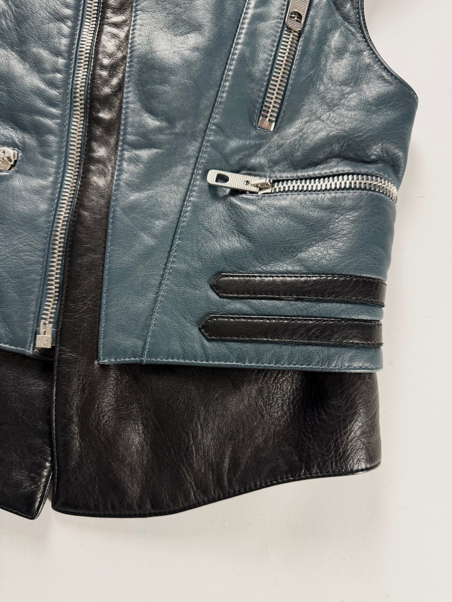Balenciaga Nicolas Ghesquière Leather Bicolor Quilted Shoulders Vest SS 2011 - S