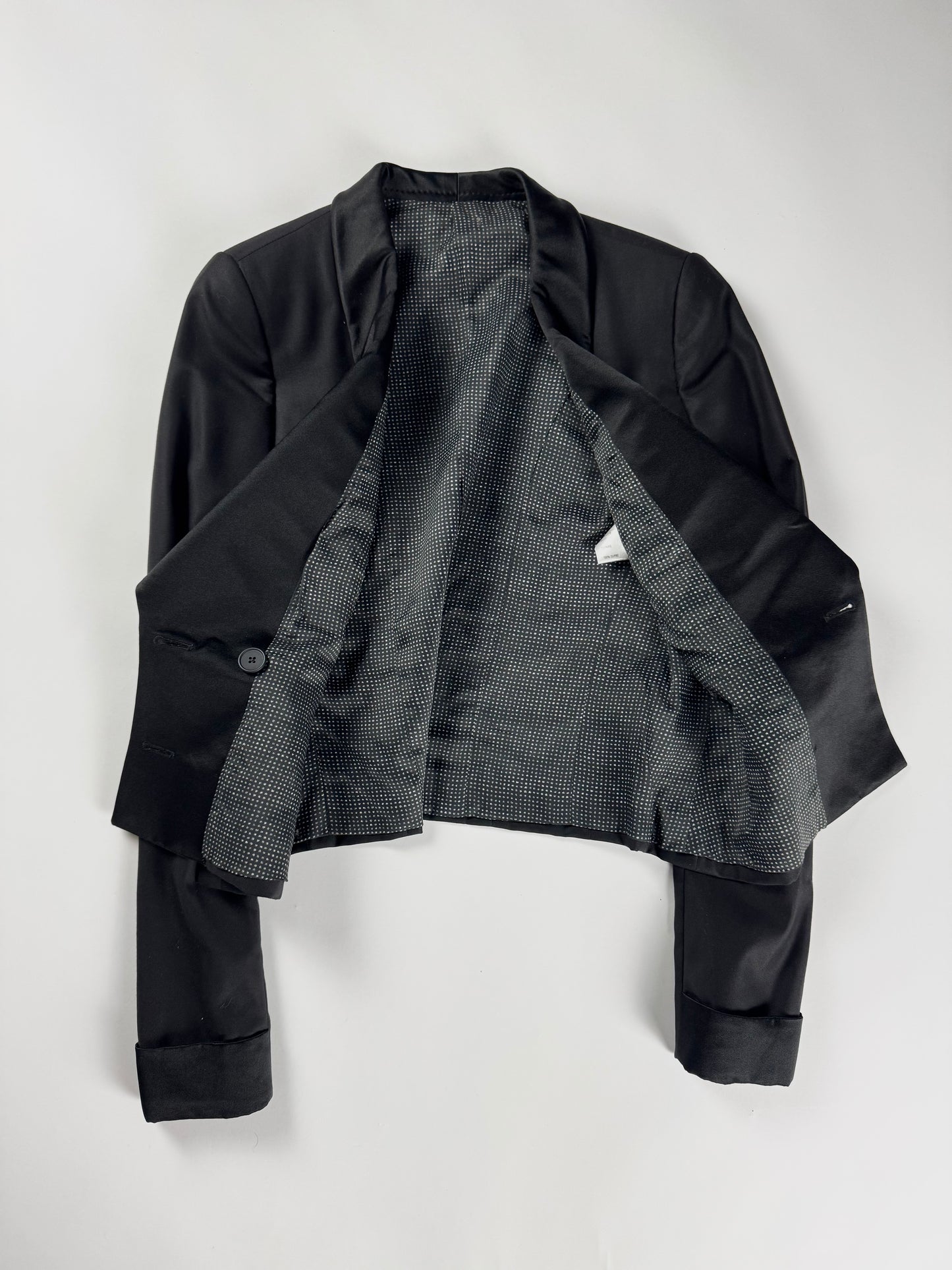 Bottega Veneta Sample Black Cropped Double Breasted Tuxedo Blazer FW 2012 - XS