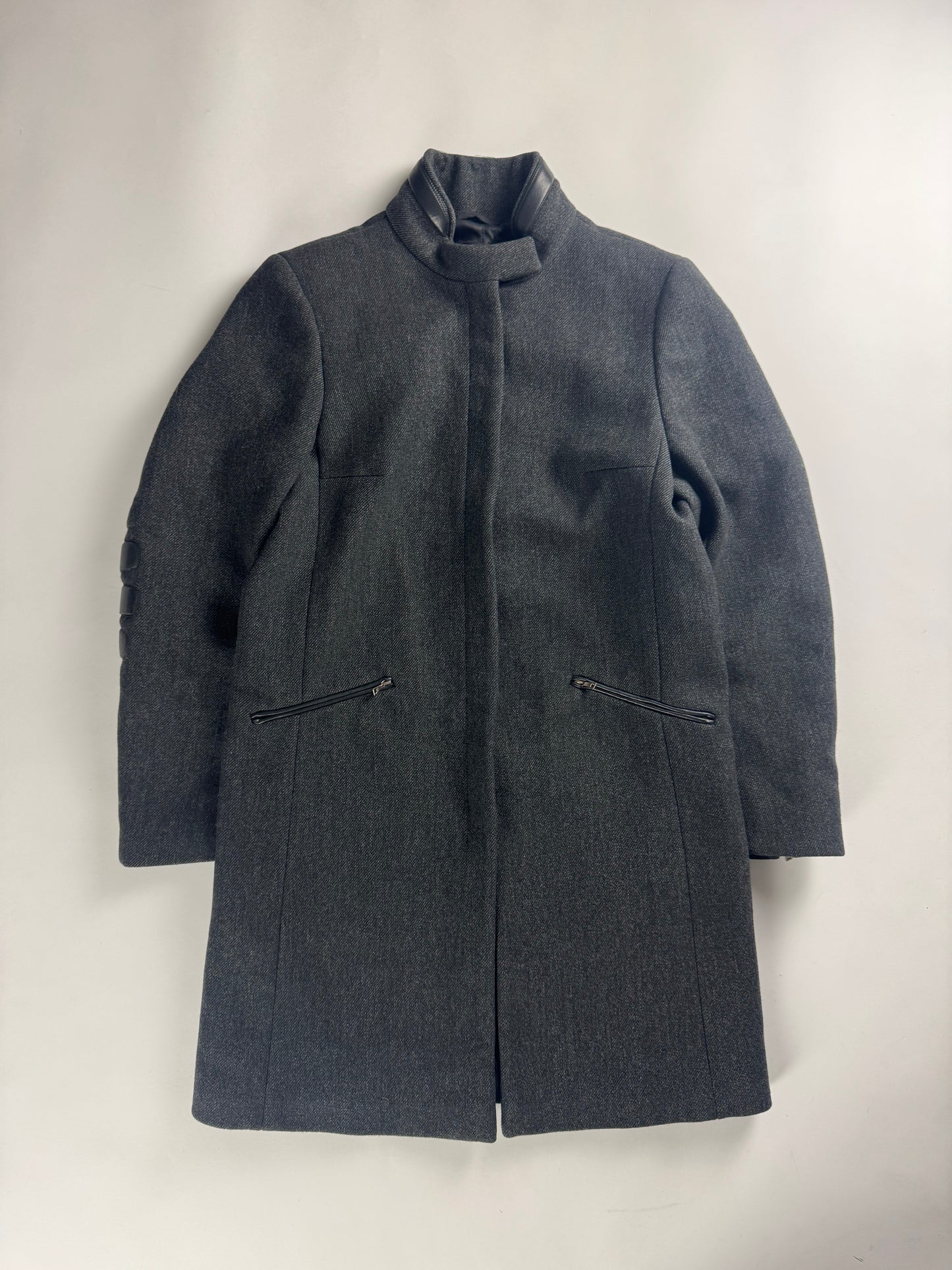 Prada Leather Padded Elbows Wool Long Coat FW 1999 - S