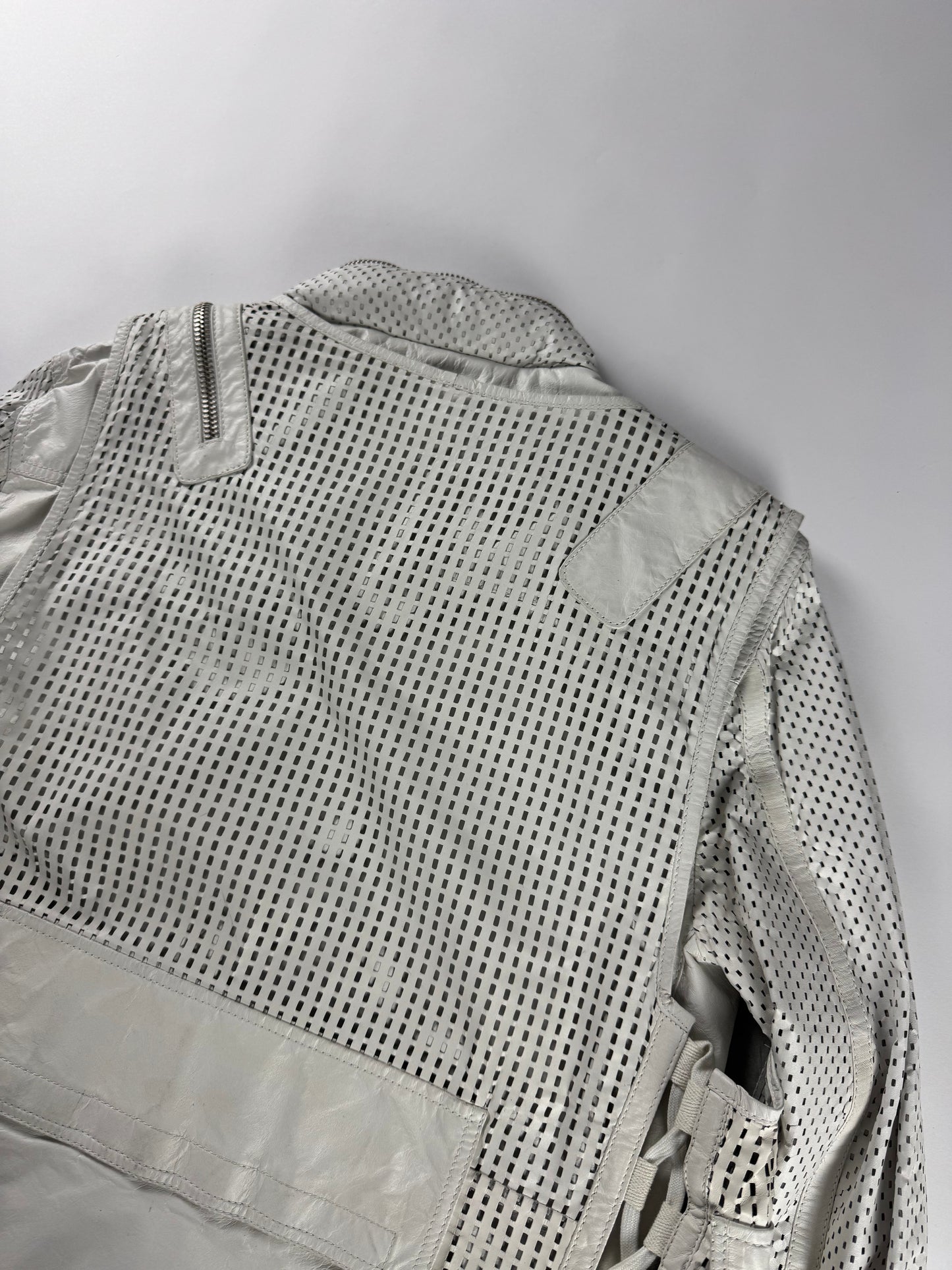 Gucci Sample 2 in 1 Cargo Mesh Leather Utility Bomber Jacket SS 2010 - S