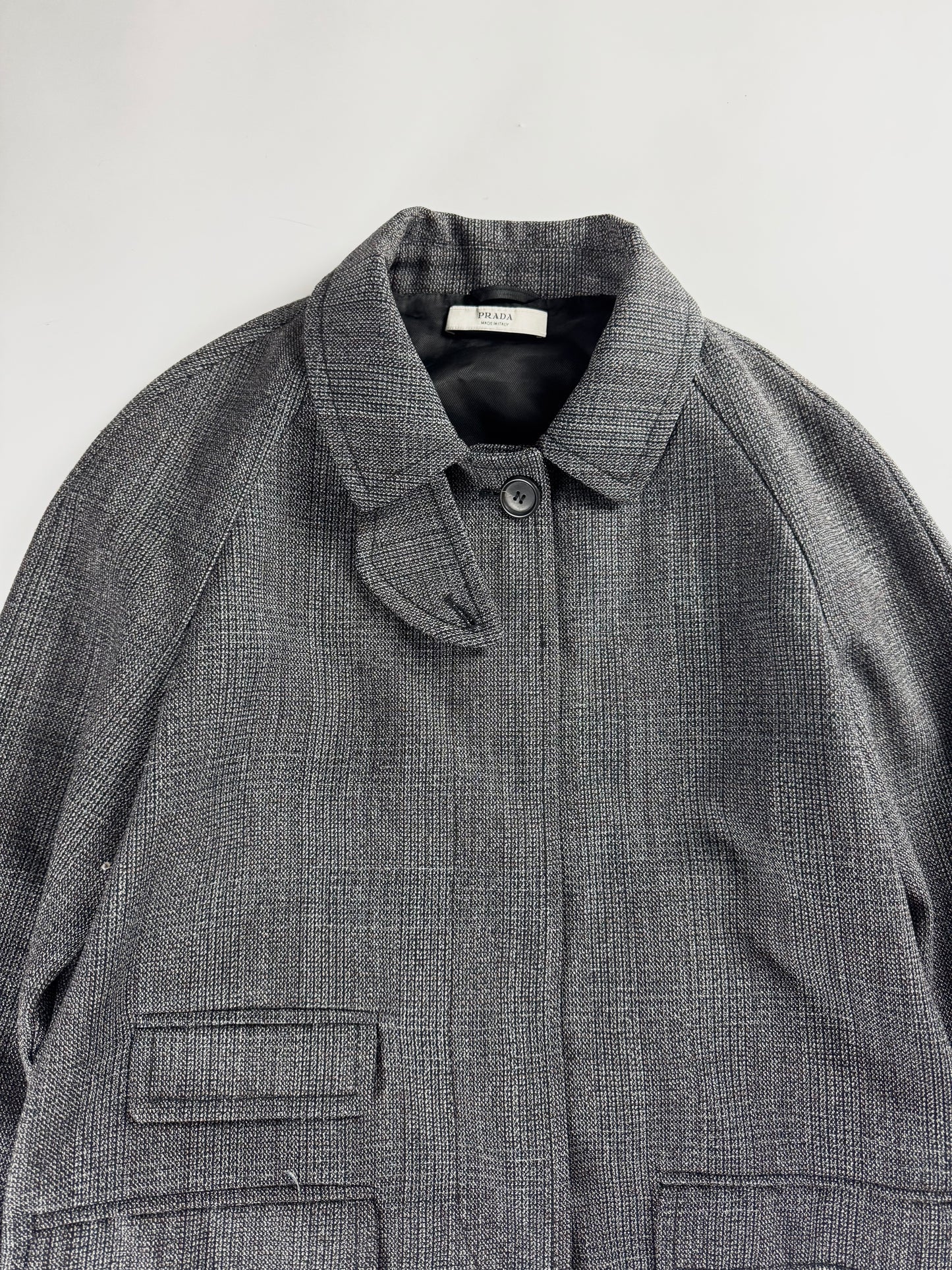 Prada Virgin Wool Grey Stripped  Coat FW 2003 - S