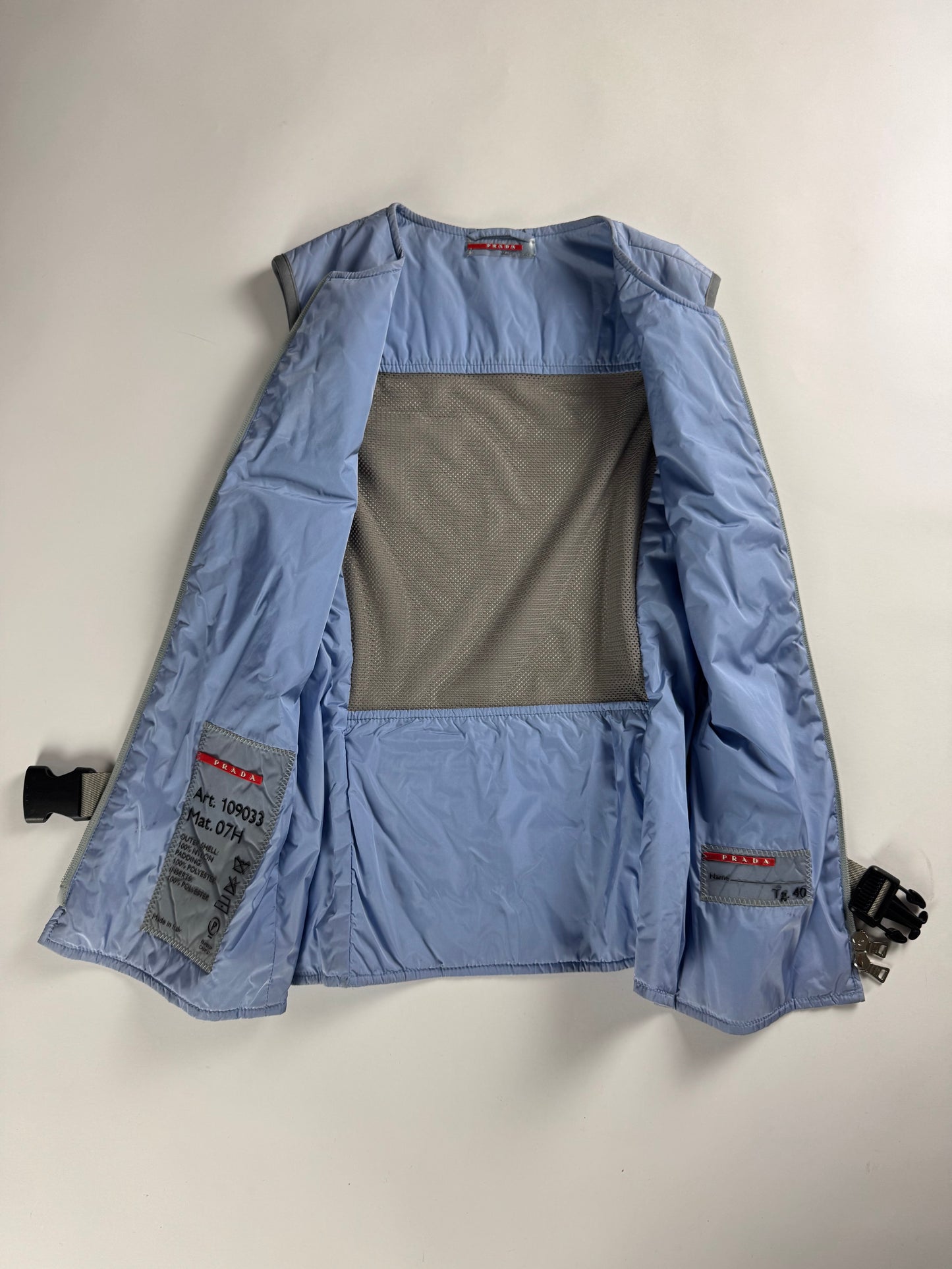 Prada Linea Rossa Baby Blue Back Mesh Vest SS 2000 - XS