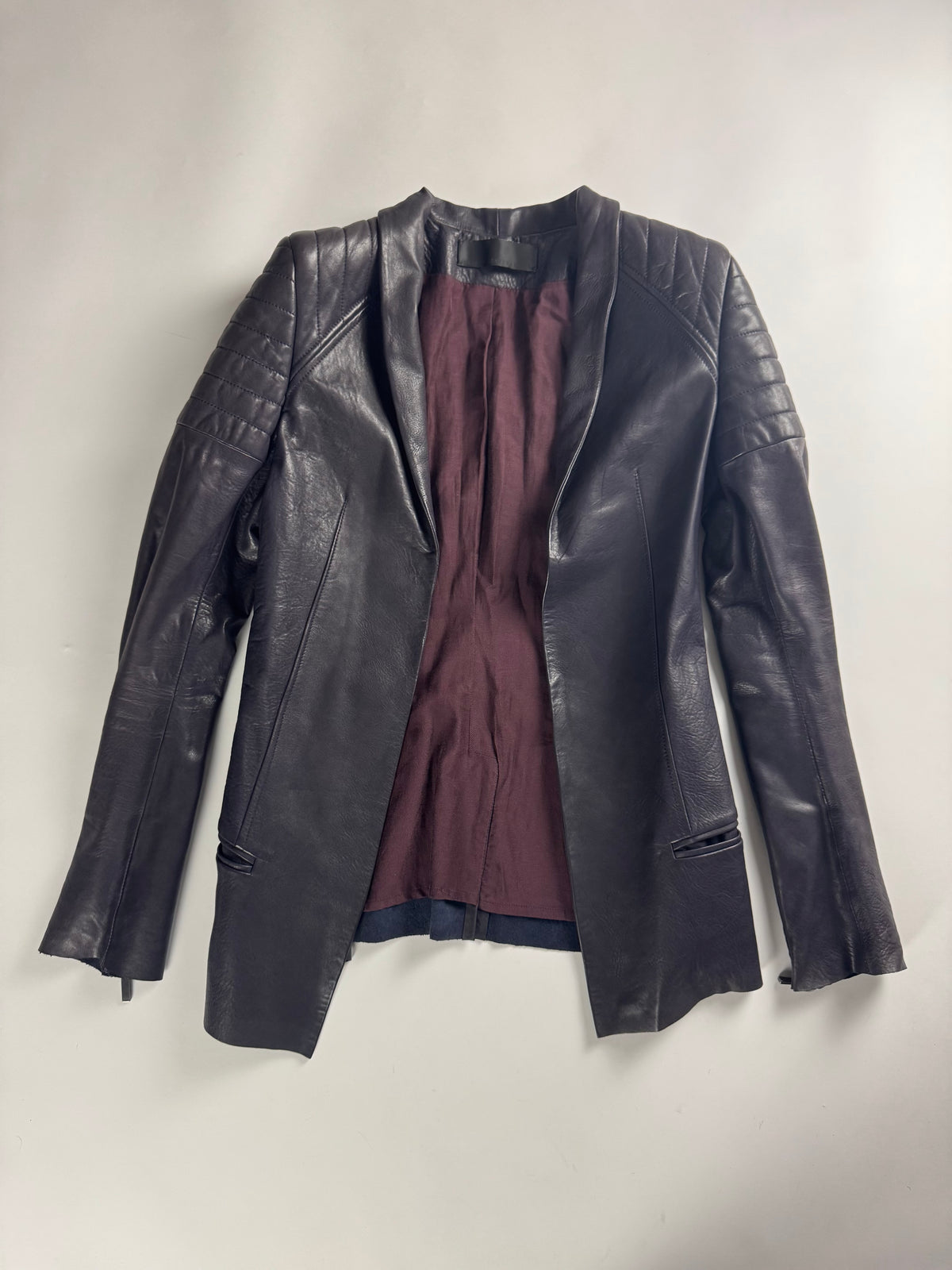 Haider Ackermann Biker Tailored Purple Leather Jacket FW 2012 - S