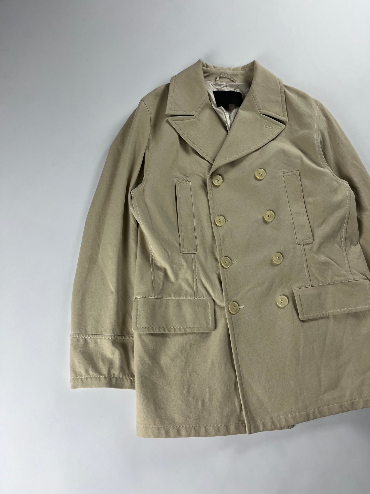 Prada Ivory Double Breasted Officer Overcoat FW 1995 - M