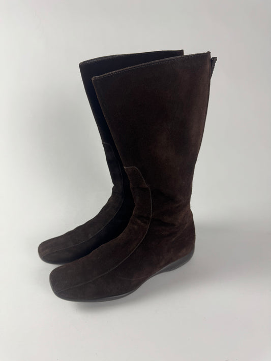 Prada Linea Rossa Brown Suede Boots SS 1999 - 39 IT/40 EU