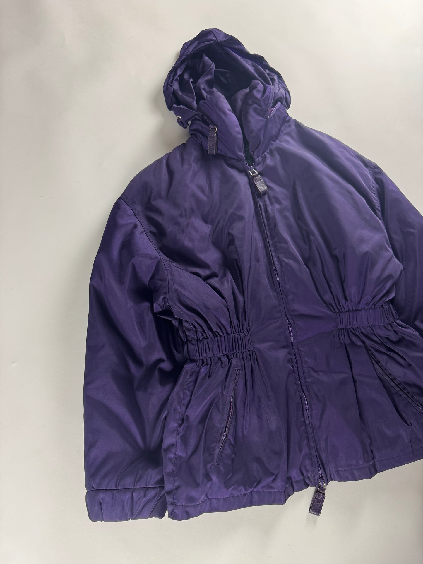 Prada Purple Drawstring Waist Puffer Jacket 1990s - S