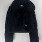 Louis Vuitton Sample Black Lamb Fuzzy Fur Crop Side Button Jacket FW 2015 - XS