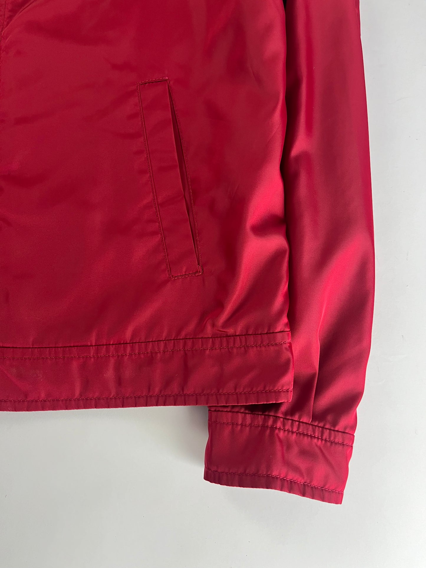 Prada Red Nylon Inside Monogram Work Trucker Jacket - L
