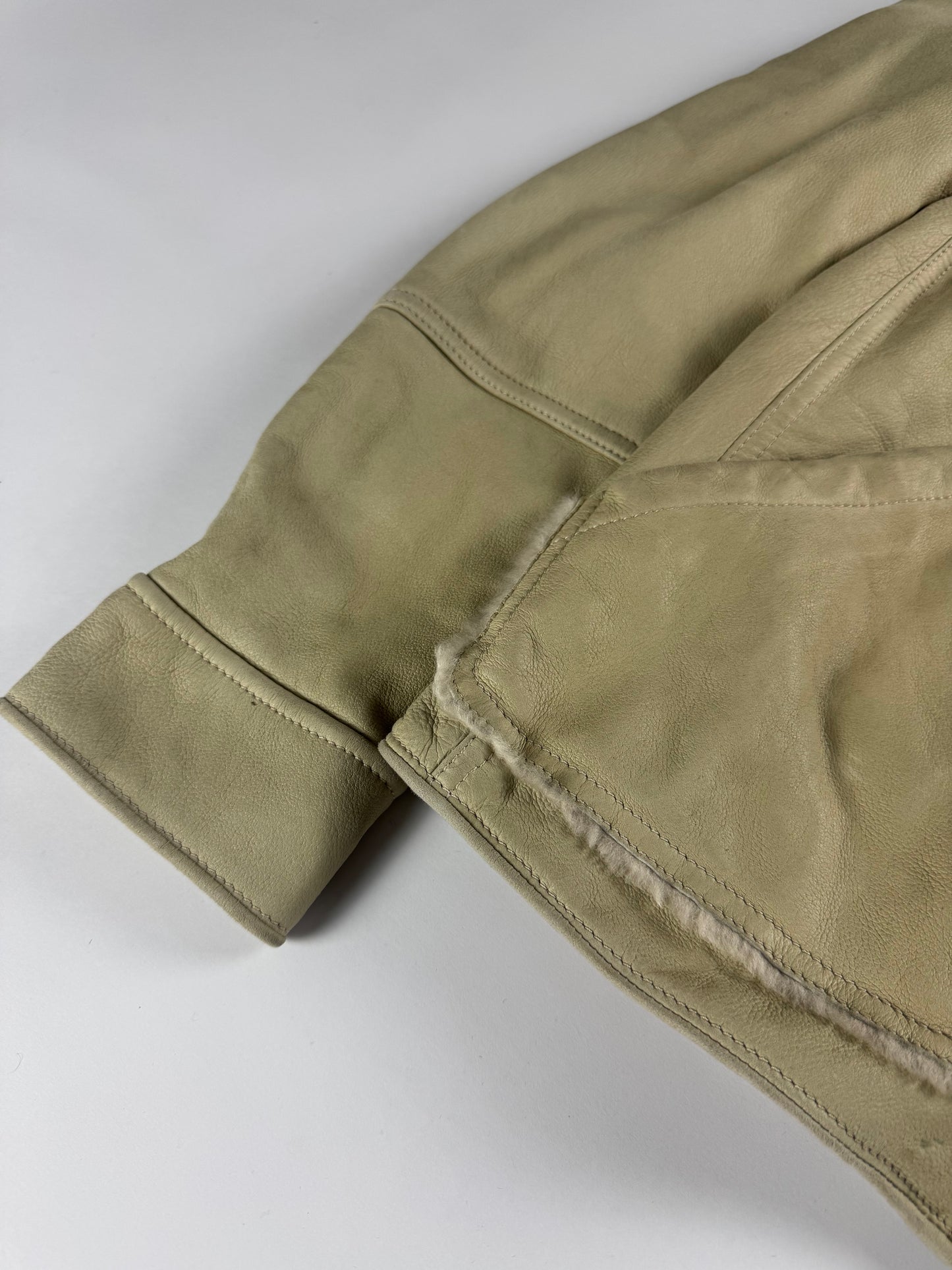 Louis Vuitton Cream Shearling Leather Full Zip Hooded Jacket FW 2006 - M