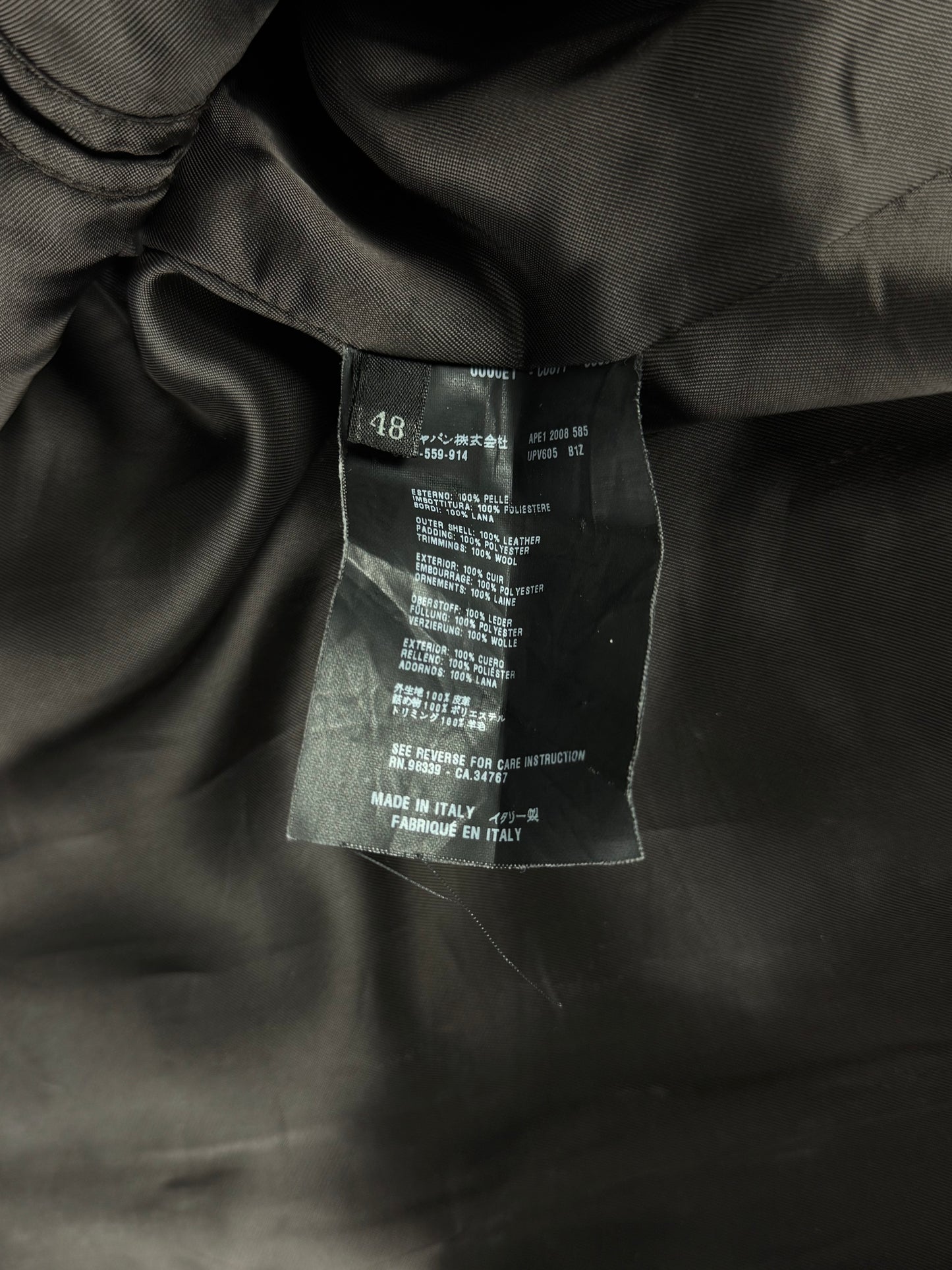 Prada Marlboro Brown Multi Pocket Leather Bomber Jacket FW 2008 - M