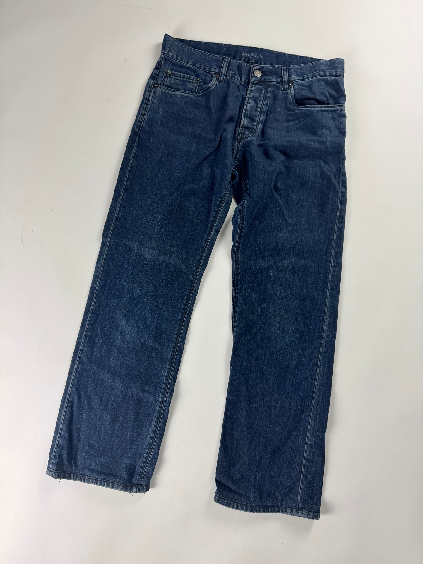 Prada Mainline Blue Straight Cotton Pants SS 2008 - 30 US