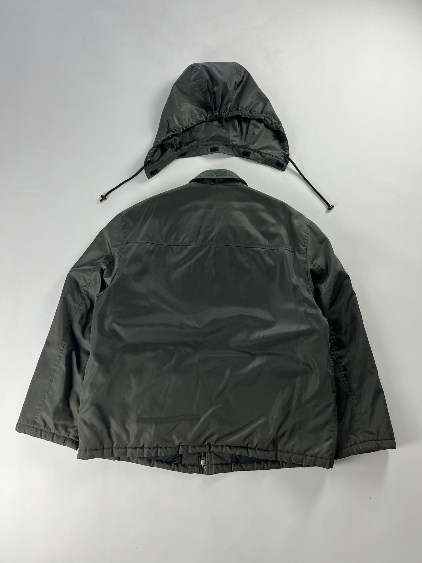 Prada khaki Convertible Hood Strapped Nylon Jacket FW 1998 - L