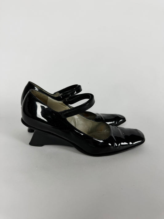 Prada Patent Leather Mary Jane Low Wedges Heels FW 1998 - 39 EU