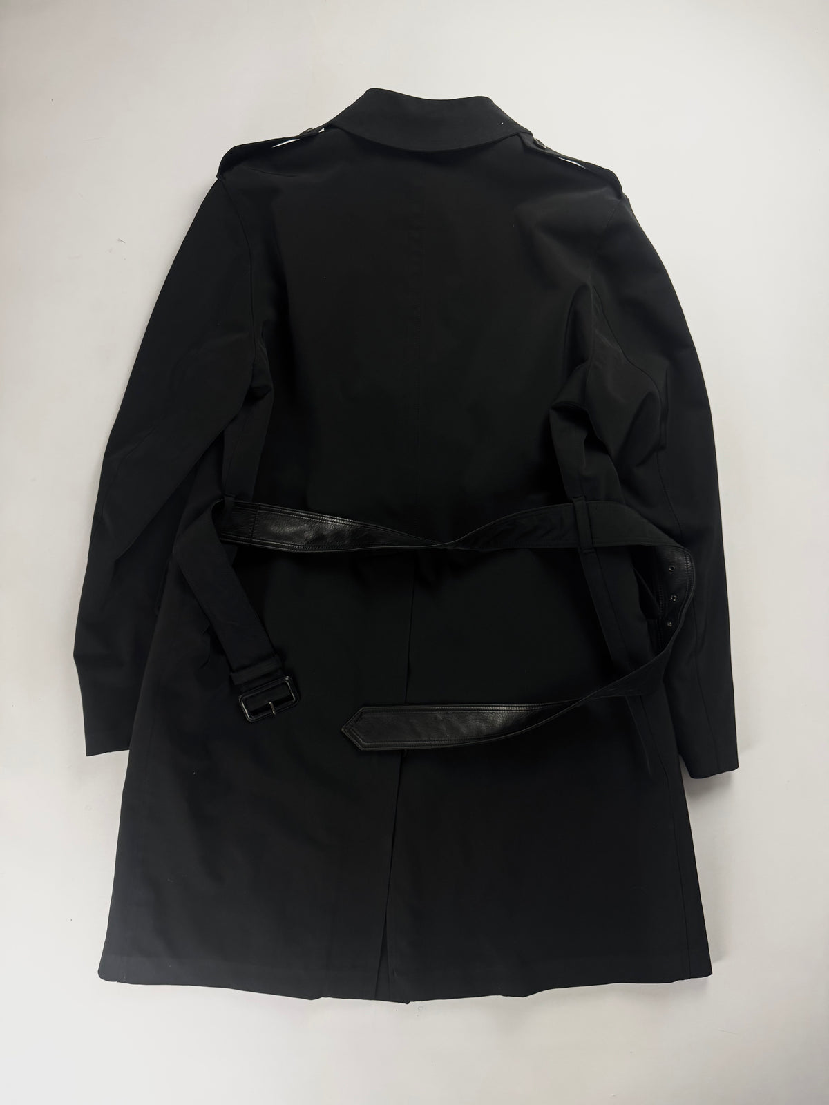 Prada Milano Black Single Breasted Minimalist Belted Coat FW 2000 - L