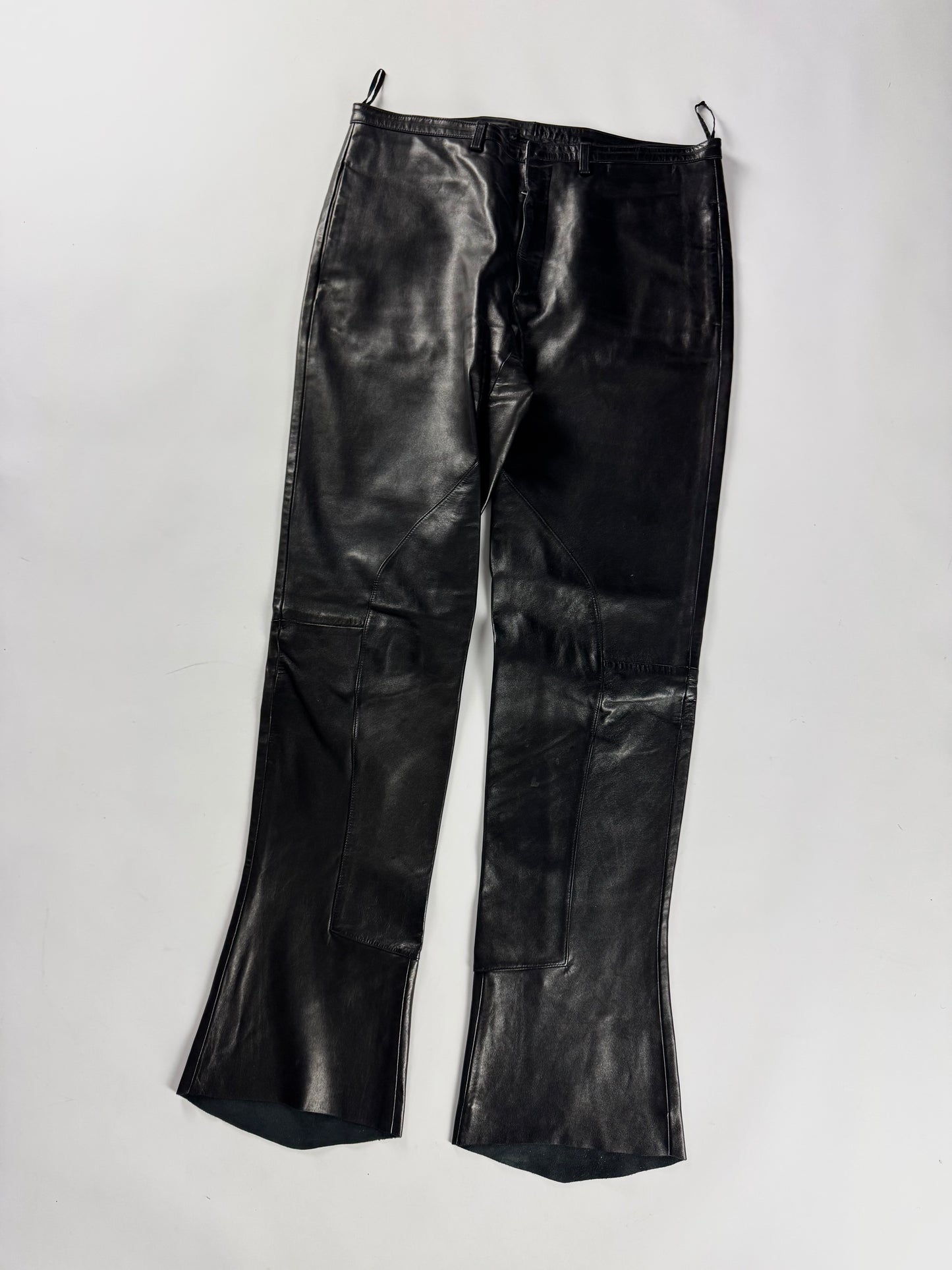 Prada Milano Dark Leather Flare Pants FW 2001 - M