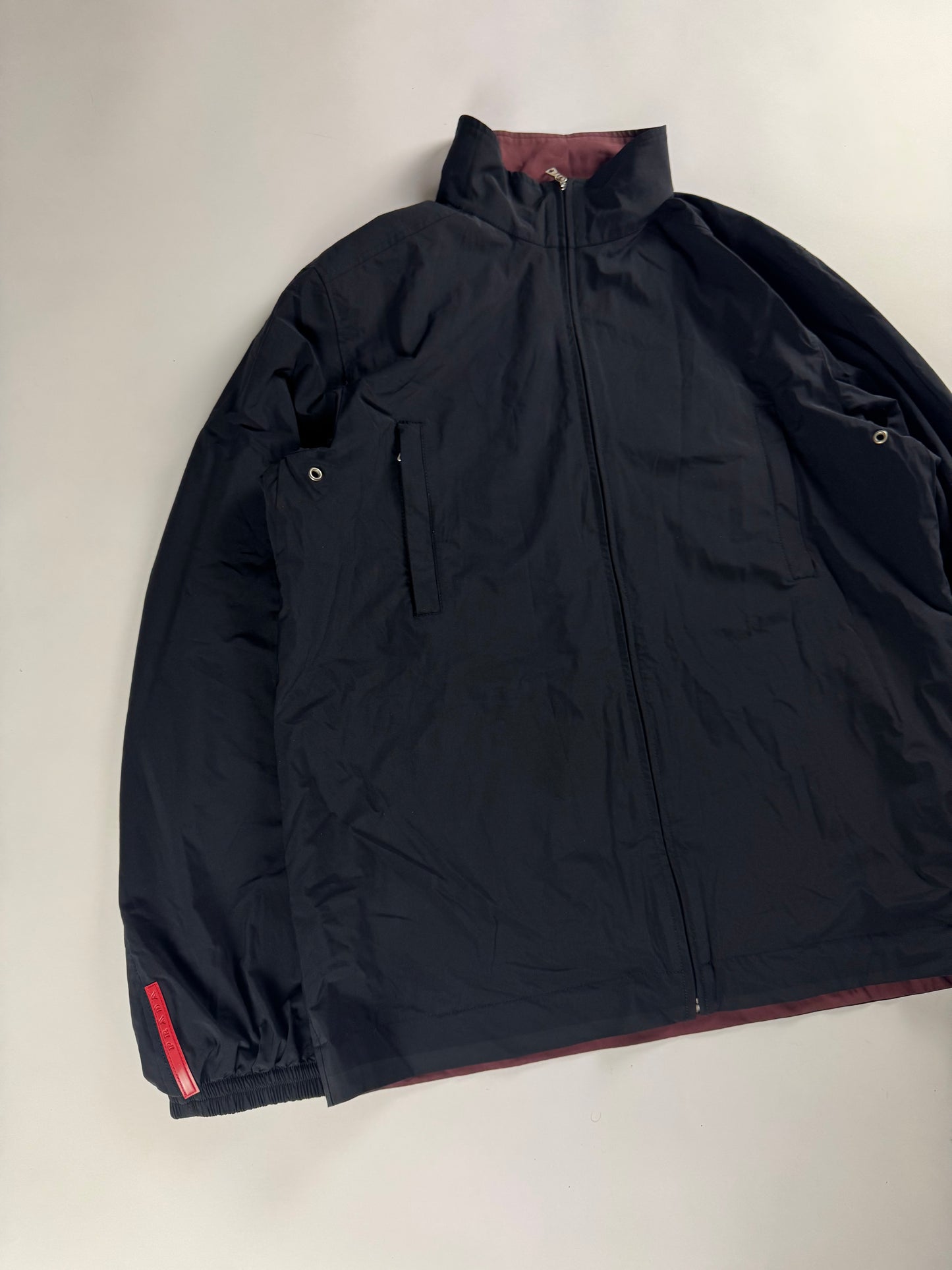 Prada Linea Rossa Reversible Zip Up Nylon Jacket 2000s - XXL
