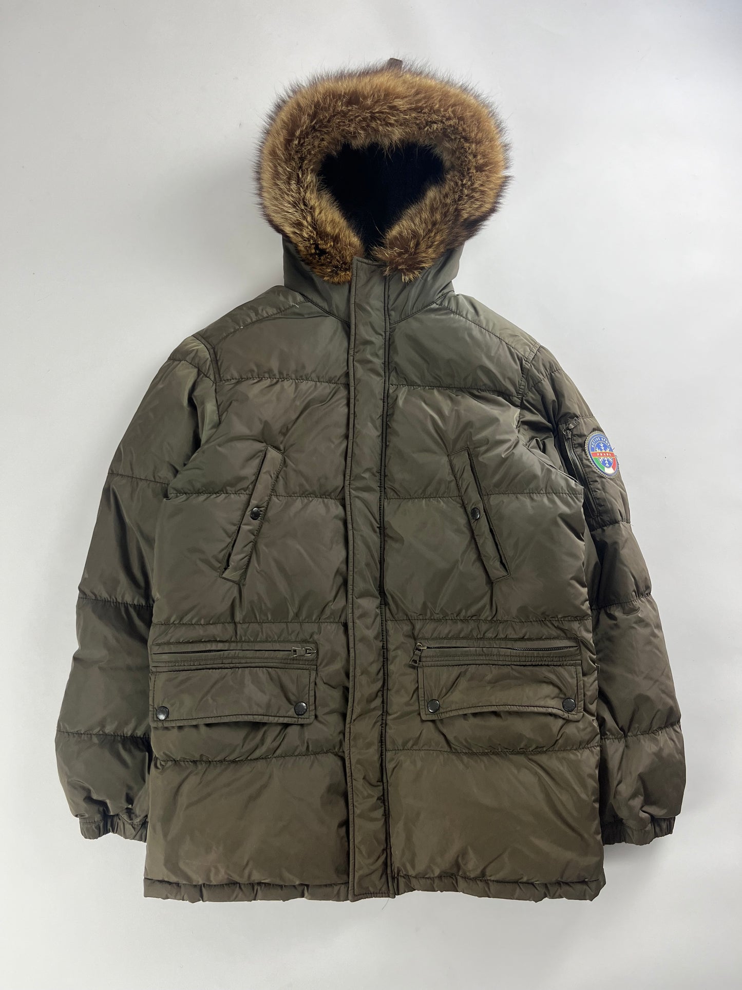 Prada Ski Fur Hooded Puffer Long Down Jacket - M