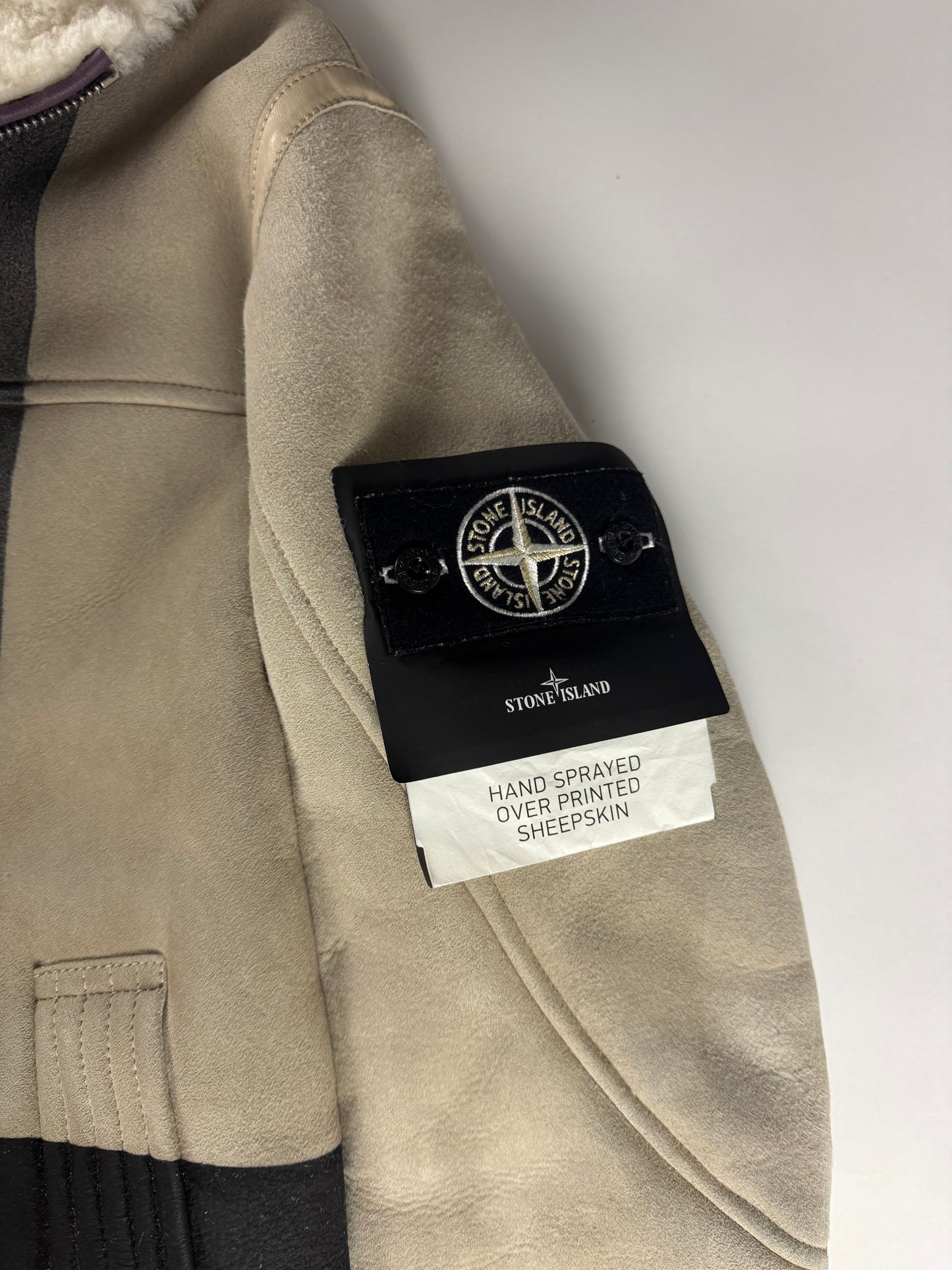 Stone Island Hand Sprayed Shearling Leather Jacket FW 2020 - M