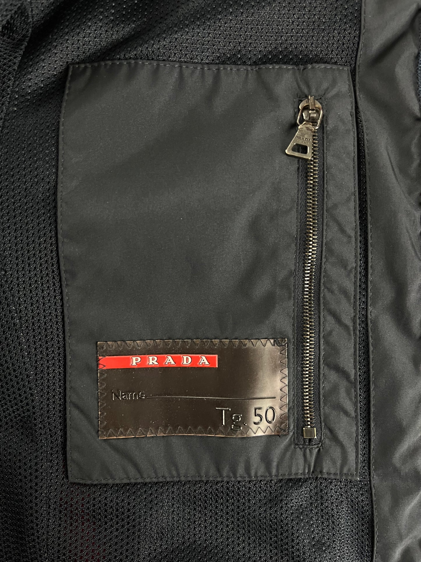 Prada Sport Lined Red Navy Nylon Bomber Jacket 2010s - M