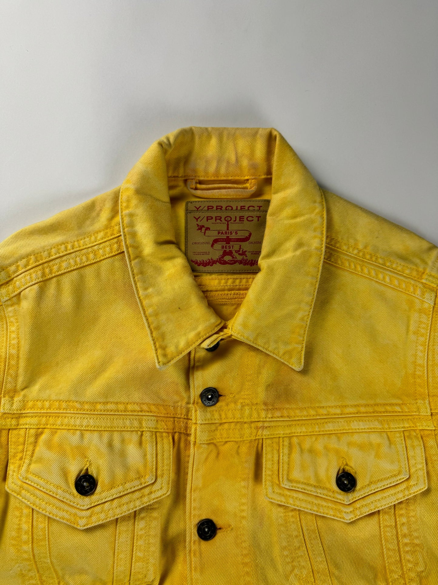 Y/Project Sample Yellow Denim Double Stone Wash Seam Jacket SS 2020 - S