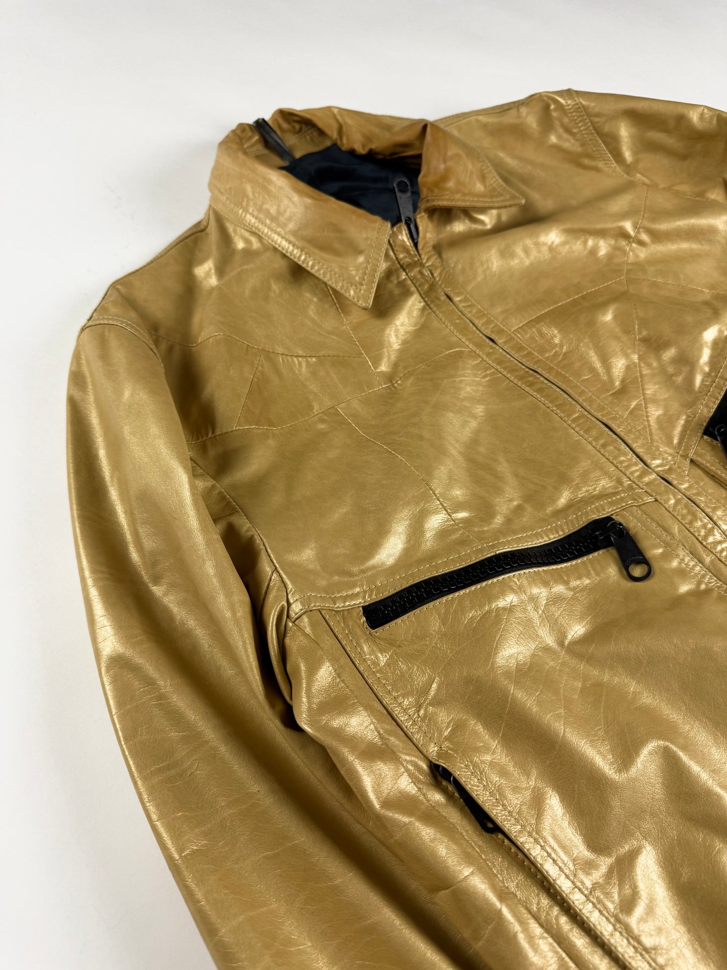 Dior Homme Kris Van Assche Fragmented Bright Yellow Leather Bomber Jacket SS 2009 - L