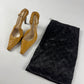 Gucci Tom Ford Light Tan Ostrich Leather Slingback Heels Pumps 1990s - 9,5 IT/40,5 EU