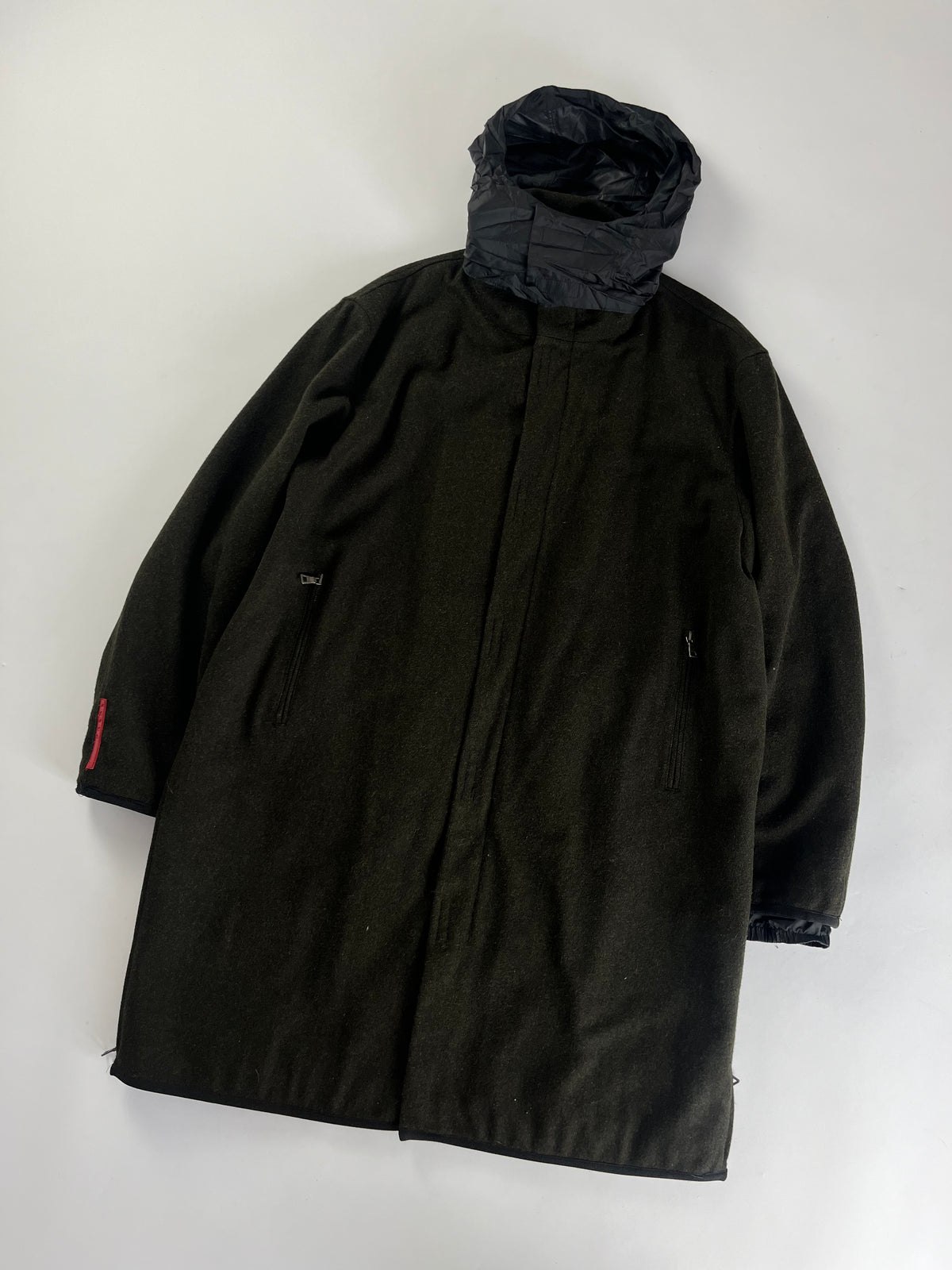 Prada Linea Rossa Dark Wool Coat FW 1999 - XL