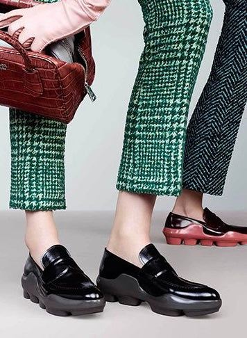 Prada Wine Red Leather Platform Loafers FW 2015 - 40 EU