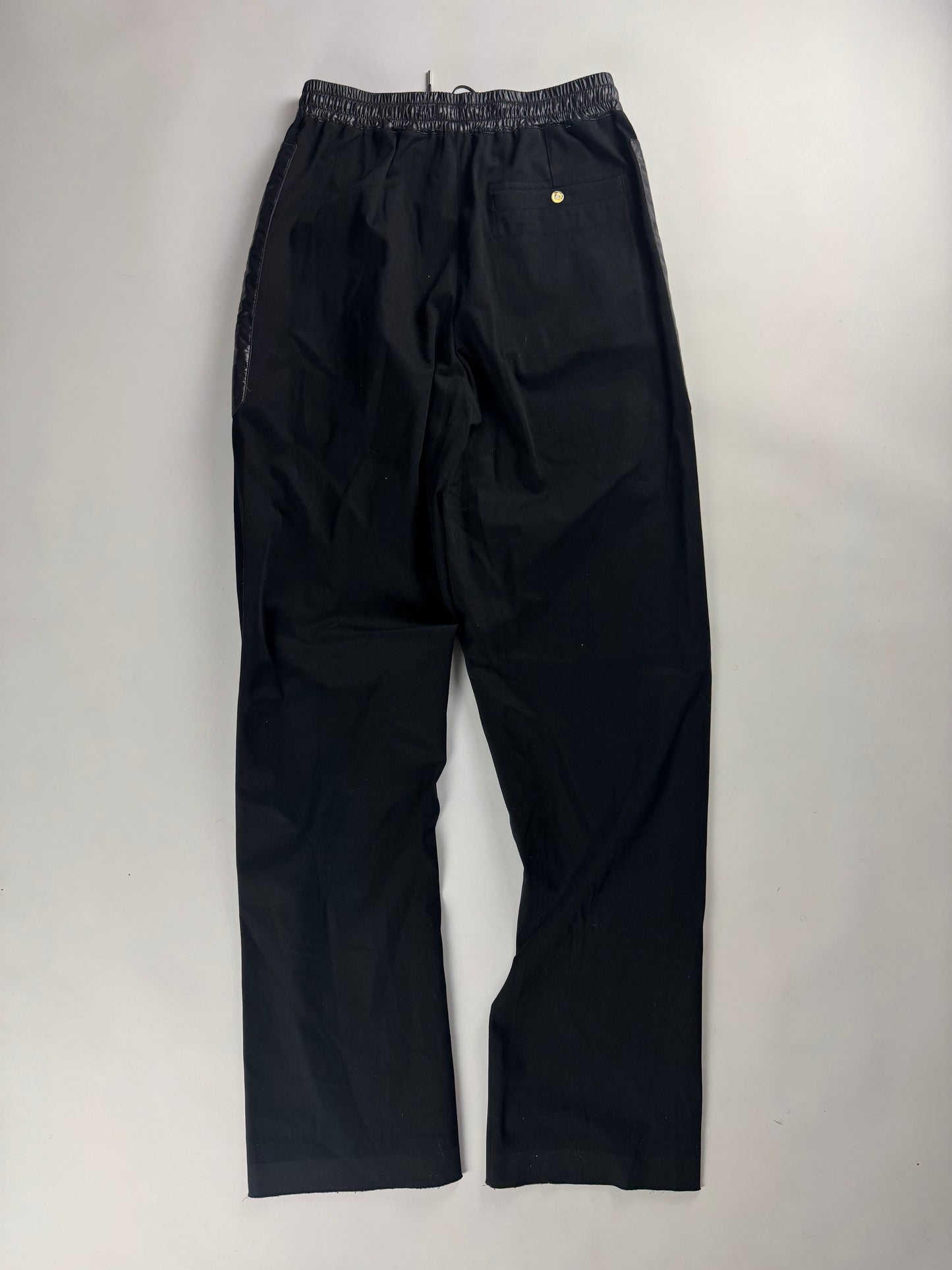 Hermès Sample Black Shiny Nylon Panel Straight Cotton Pants FW 2021 - M