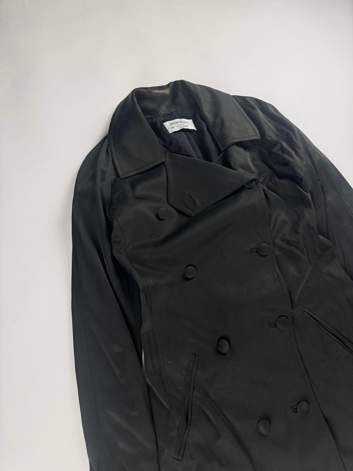Yves Saint Laurent Sample Black Asymmetric Breasted Jacket 2000s - S