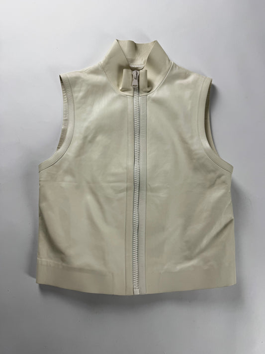 Louis Vuitton Cream Ivory Leather Zip Up Vest FW 2015 - S