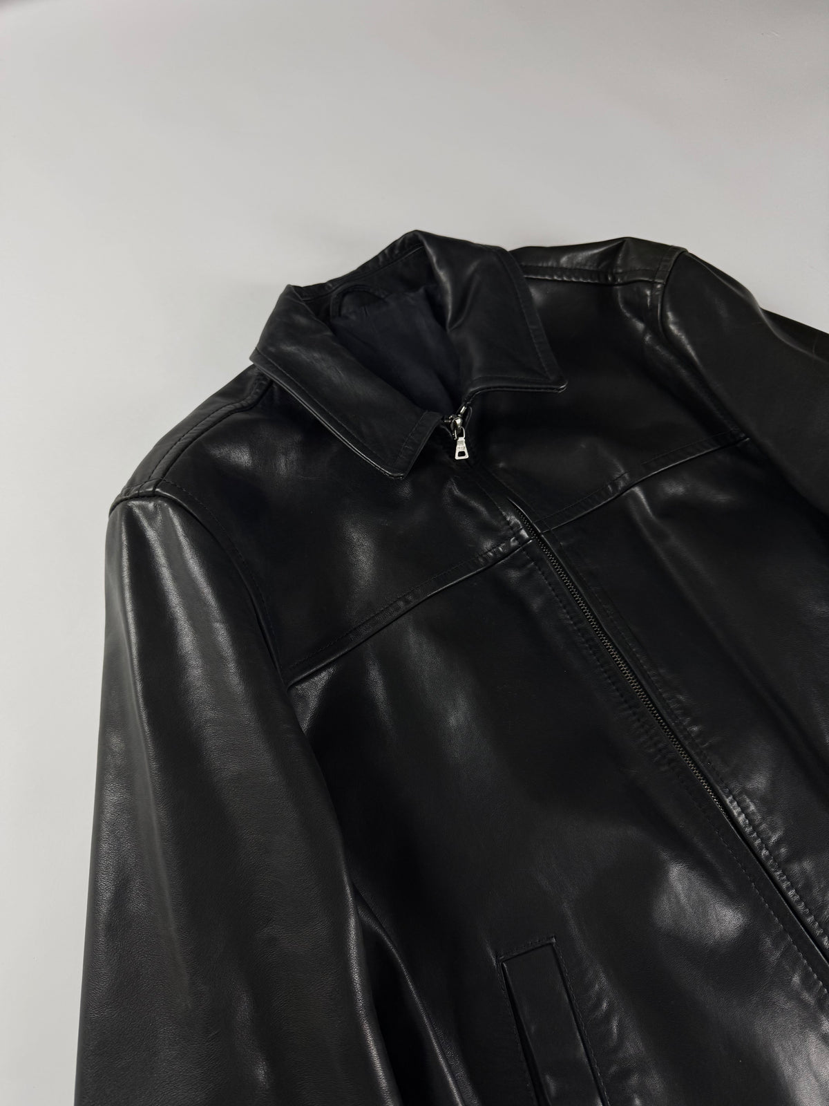 Prada Black Minimalist Perfect Tailored Leather Jacket FW 1996 - M